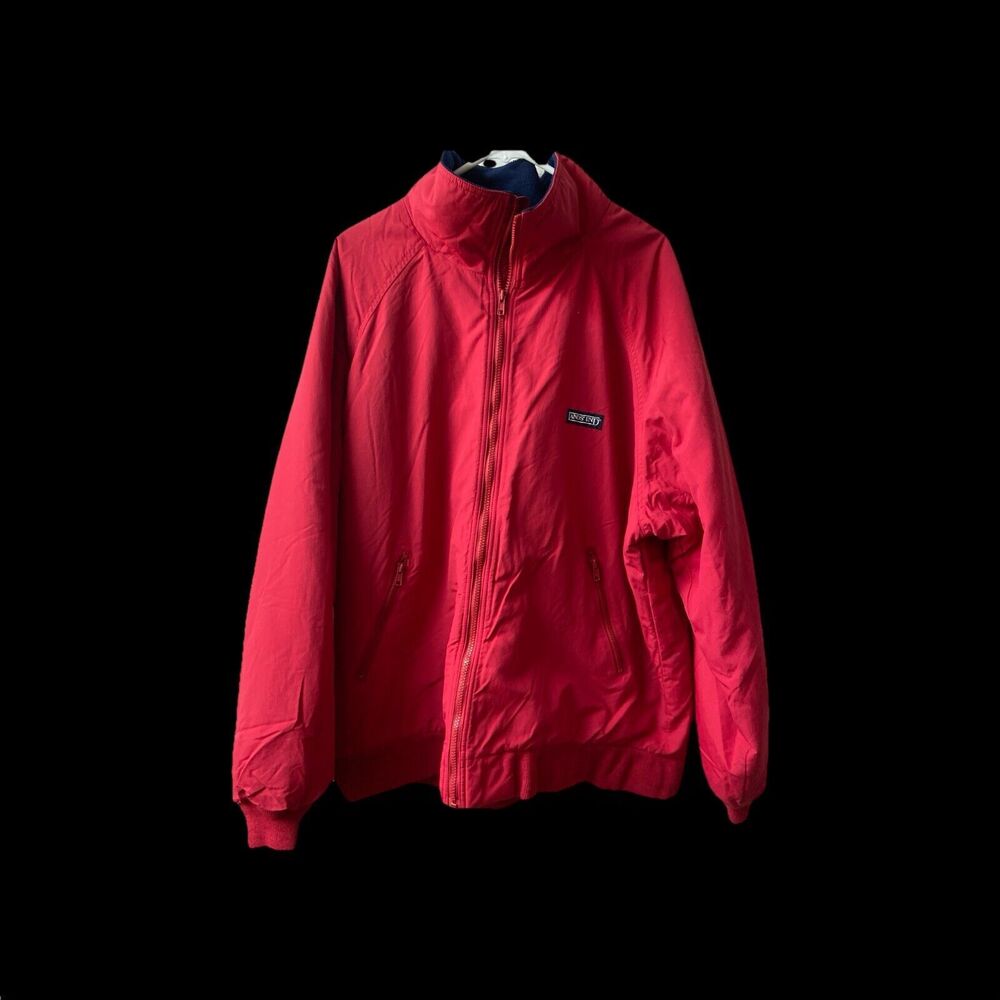 Lands End Squall Jacket Mens XL Tall Red Heavy Weight 90s Outdoors Hong Kong
